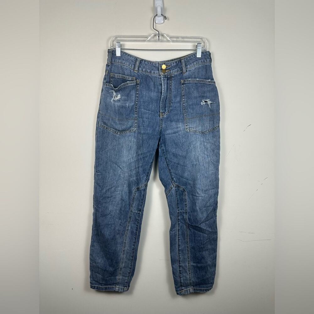 Pilcro The Wanderer Jeans Women 28 Blue Excellent Relaxed Utility Carpenter